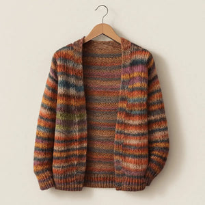 Cardigan | Open-Front, Multicolour Striped, Long Sleeve 0