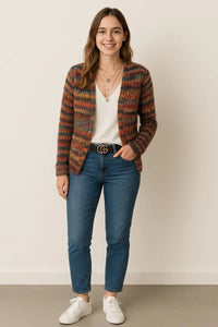 Cardigan | Open-Front, Multicolour Striped, Long Sleeve 1