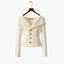 Cardigan | Ribbed Knit, Off-Shoulder Fold-Over Collar 0