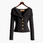 Cardigan | Ribbed Knit, Off-Shoulder Fold-Over Collar 3