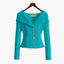 Cardigan | Ribbed Knit, Off-Shoulder Fold-Over Collar 6