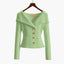 Cardigan | Ribbed Knit, Off-Shoulder Fold-Over Collar 7