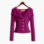 Cardigan | Ribbed Knit, Off-Shoulder Fold-Over Collar 9