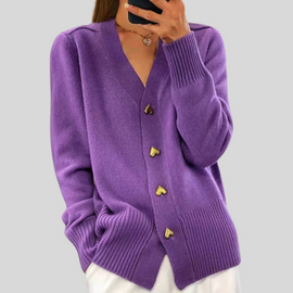 Cardigan | V-Neckline, Fitted Silhouette, Heart-Shaped Buttons 2