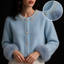 Women’s Mongolian Cashmere Cardigan with Akoya Pearl Details and Fur-Lined Sleeves