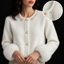 Women’s Mongolian Cashmere Cardigan with Akoya Pearl Details and Fur-Lined Sleeves