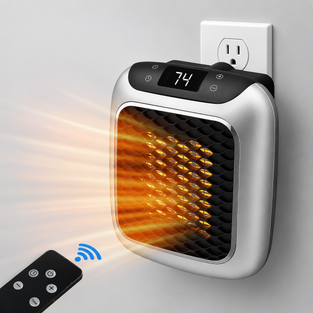 Compact Ceramic Heater with Thermostat and Timer