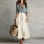 Co Ord Set | Button-Down Blouse, Tie-Waist Midi Skirt 0