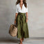 Co Ord Set | Button-Down Blouse, Tie-Waist Midi Skirt 2