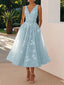 Cocktail Dress | Waist Bow, Floral Print, Midi Length 1