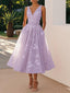 Cocktail Dress | Waist Bow, Floral Print, Midi Length 2
