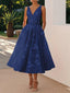Cocktail Dress | Waist Bow, Floral Print, Midi Length 4