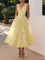 Cocktail Dress | Waist Bow, Floral Print, Midi Length 5