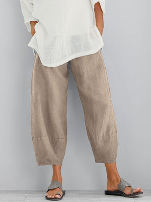 Cropped Trousers | Cotton Fabric, Relaxed Fit 2