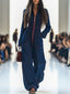 Denim Jumpsuit | Wide Leg Pants, Long Sleeve Front Zip 0