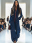 Denim Jumpsuit | Wide Leg Pants, Long Sleeve Front Zip 2