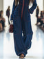 Denim Jumpsuit | Wide Leg Pants, Long Sleeve Front Zip 4