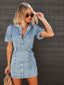 Denim Mini Dress | Flattering Fit, Short Sleeves 0