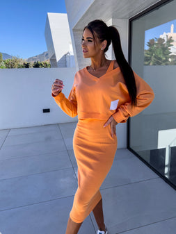 Dress Set | Casual Sweatshirt, Form-Fitting Dress 0