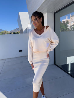 Dress Set | Casual Sweatshirt, Form-Fitting Dress 1