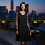 Evening Gown | Classic V-Neckline, Shimmering Sleeves 2