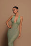 Evening Gown | Plunging Halter Neckline, Shimmering Fabric 0