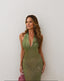 Evening Gown | Plunging Halter Neckline, Shimmering Fabric 8