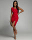 Fitted Dress | V-Neckline, Side Slit Detail 2