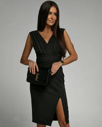 Fitted Dress | V-Neckline, Side Slit Detail 3