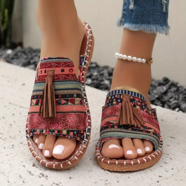 Flat Sandals | Boho Tassel Design, Orthopedic Support 0