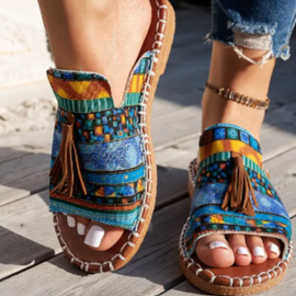 Flat Sandals | Boho Tassel Design, Orthopedic Support 2