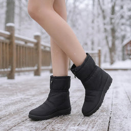Frostbella Women's Quilted Mid-Calf Snow Boots for Winter Warmth and Grip 10