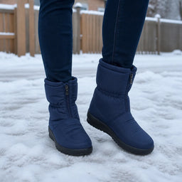 Frostbella Women's Quilted Mid-Calf Snow Boots for Winter Warmth and Grip 9