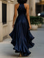 Gown | Halter Neckline, High-Low Ruffle Hemline 1