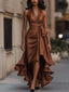 Gown | Halter Neckline, High-Low Ruffle Hemline 12