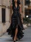 Gown | Halter Neckline, High-Low Ruffle Hemline 9
