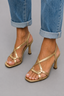 Heeled Sandals | Gold Finish, Crossed Straps 0
