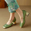 Heels | Floral Embossing, Square Toe Design 0