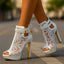 Heels | Floral Lace Peep-Toe, Adjustable Ankle Strap 2