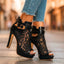 Heels | Floral Lace Peep-Toe, Adjustable Ankle Strap 4
