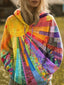 Hoodie | Multicolor Patchwork Design, Hooded Long Sleeves 0
