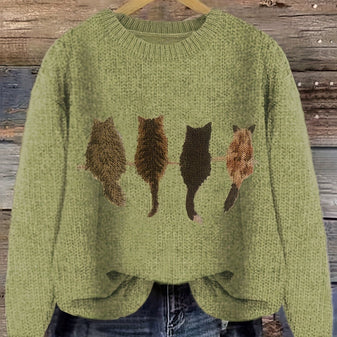 Jumper | Round Neck, Loose Fit, Cat Print Detail 6