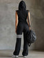 Jumpsuit | Black Retro-Inspired Design, Hooded with Side Stripes 8