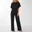 Jumpsuit | Boat Neck, Short Sleeves, Waist Belt 1