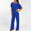 Jumpsuit | Boat Neck, Short Sleeves, Waist Belt 2