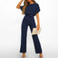 Jumpsuit | Boat Neck, Short Sleeves, Waist Belt 3