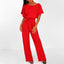 Jumpsuit | Boat Neck, Short Sleeves, Waist Belt 4
