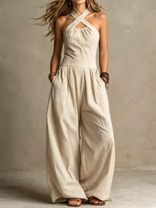 Jumpsuit | Cross-Neck Design, Wide-Leg Fit 1