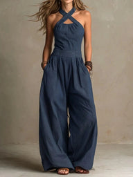 Jumpsuit | Cross-Neck Design, Wide-Leg Fit 2