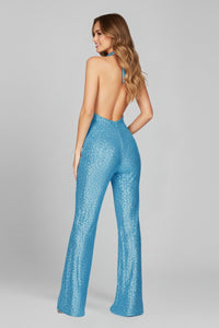 Jumpsuit | Sequin Halter Neck, Wide Leg Pants 1